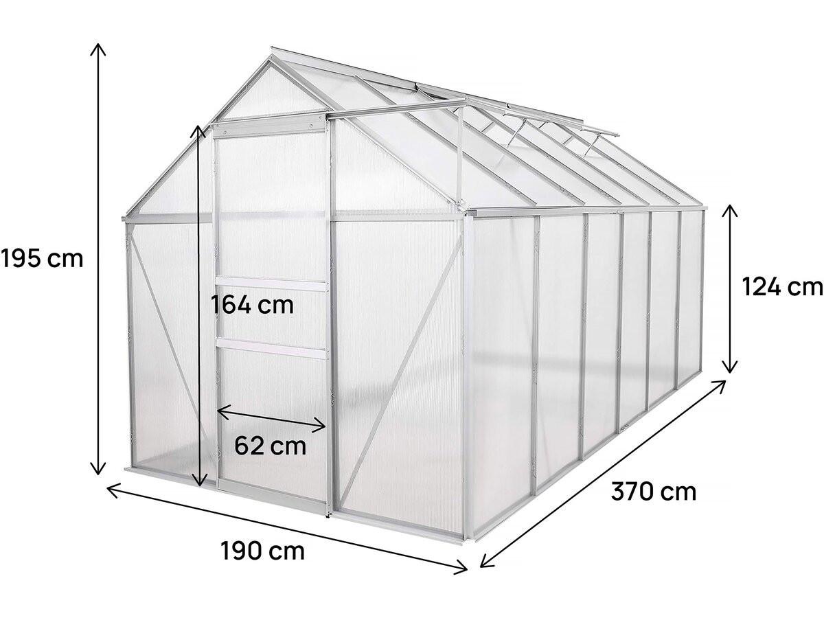 GEWÄCHSHAUS POLYCARBONAT basilic Grau - Grau, Metall (190/195/370cm) - Habitat Garten