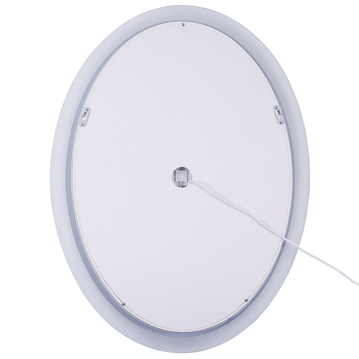 BADSPIEGEL mit LED-Beleuchtung oval 60/80 cm Viriat - Silberfarben, Glas (60/80/3cm) - Beliani