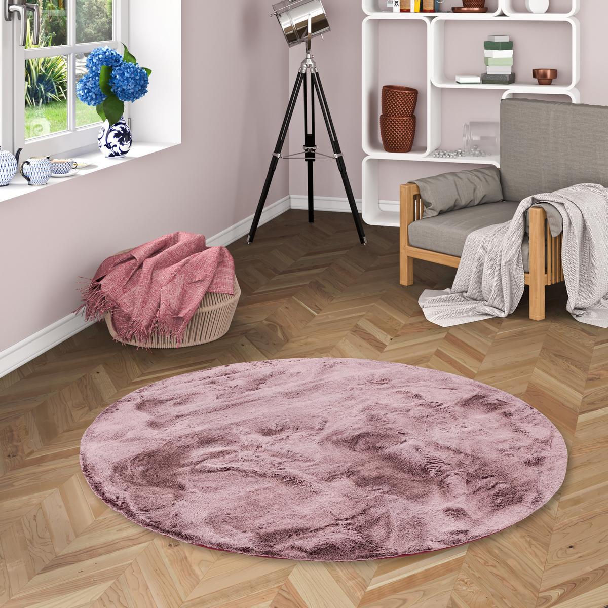 FELLTEPPICH LUXUS SUPER SOFT PLUSH RUND - Beere, Textil (160/160cm) - Pergamon