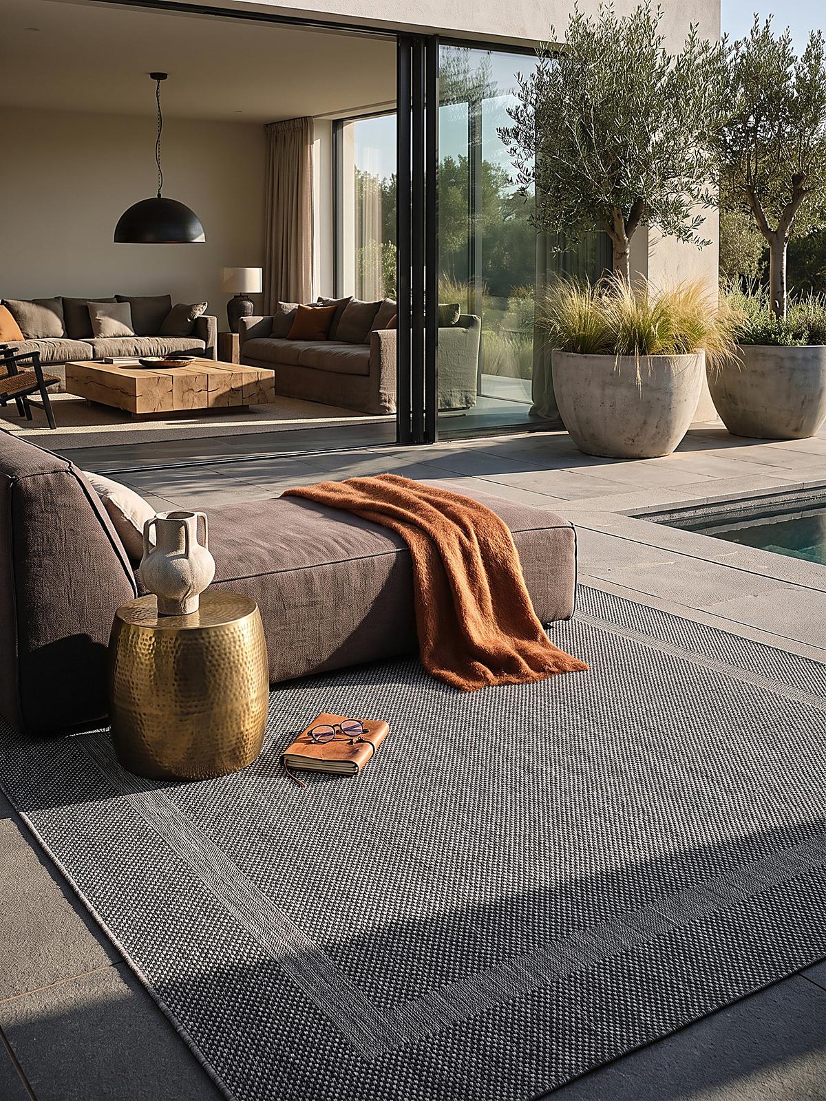 FLACHWEBTEPPICH Bordüre BORNO Polypropylen Anthrazit 140 x 200 cm - Anthrazit, Textil (140/200cm) - KADIMA DESIGN