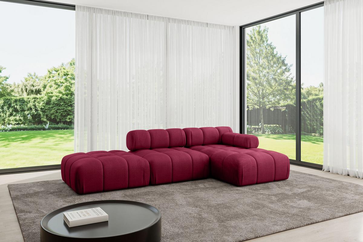 ECKSOFA modulares Sofa Lizur-L1 - 285x160x70 cm Bordeauxrot Velours - Bordeaux, Holzwerkstoff/Textil (285/160cm) - ALTDECOR