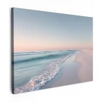 LEINWANDBILD Küstenlinie - Pastell - Wasser Wandbilder 80x60 cm - Pastellblau, Textil (80/60cm) - MuchoWow