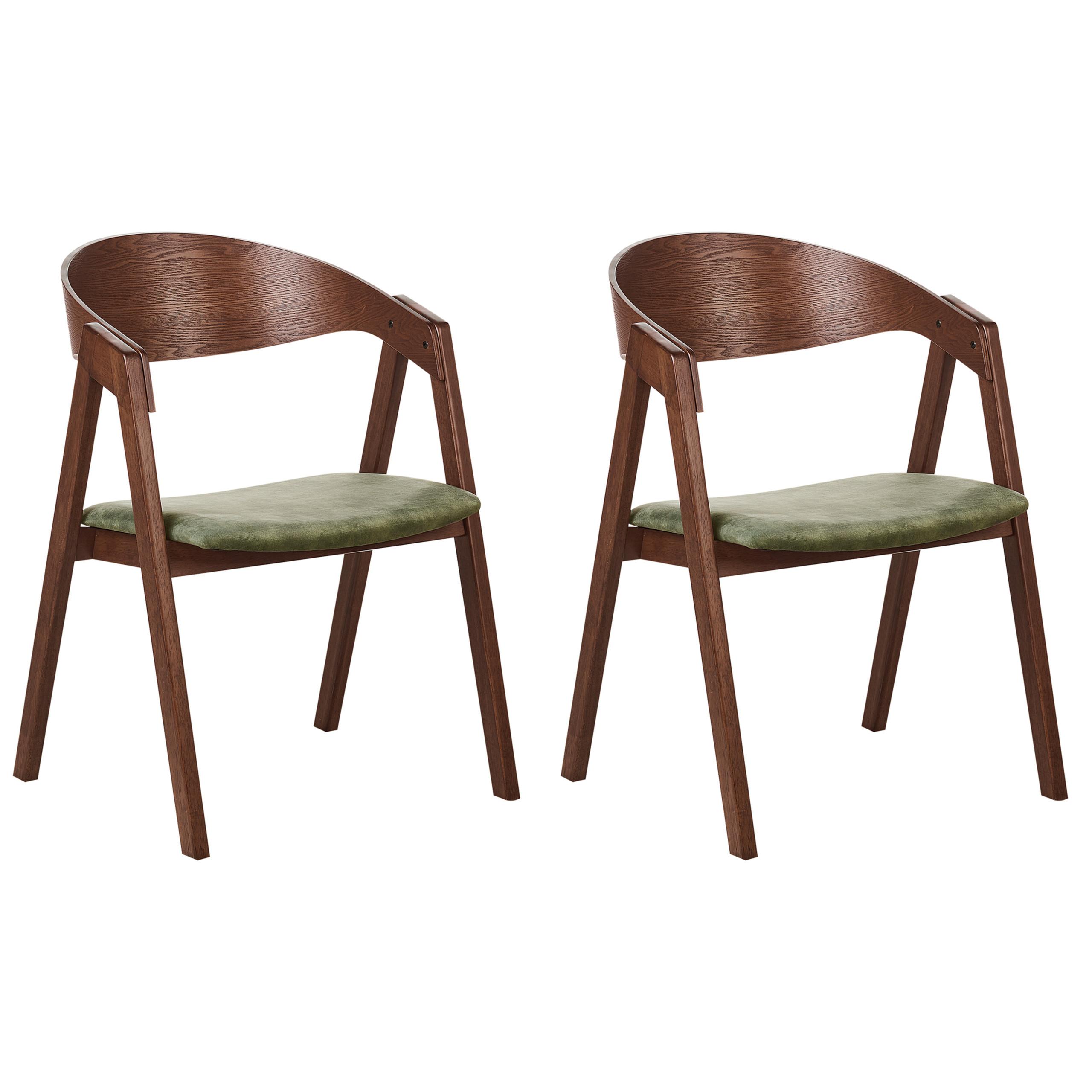 ESSZIMMERSTUHL 2er-Set Dunkelgrün Yuba - Dunkelgrün/Braun, Holzwerkstoff (56/79/44cm) - Beliani