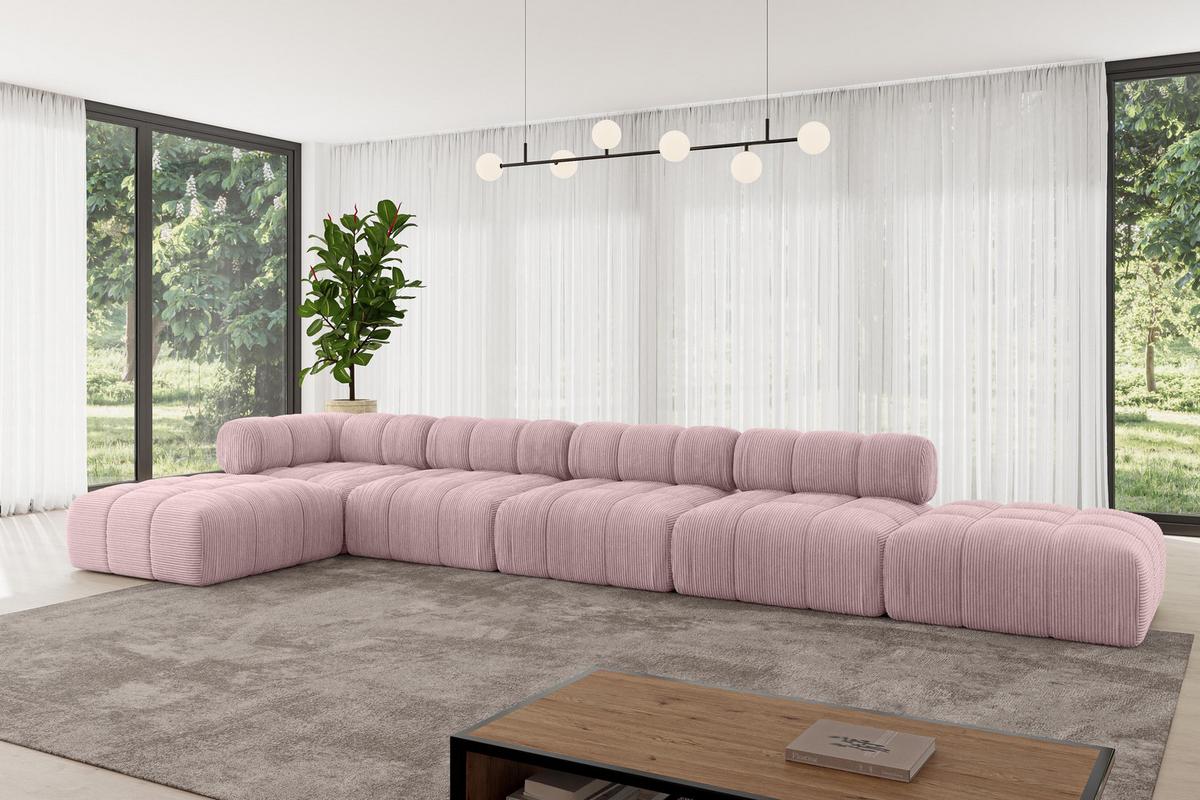 ECKSOFA modulares Sofa Kerru-L3 - 475x190x70 cm Rosa Cord - Rosa, Holzwerkstoff/Textil (475/190cm) - ALTDECOR