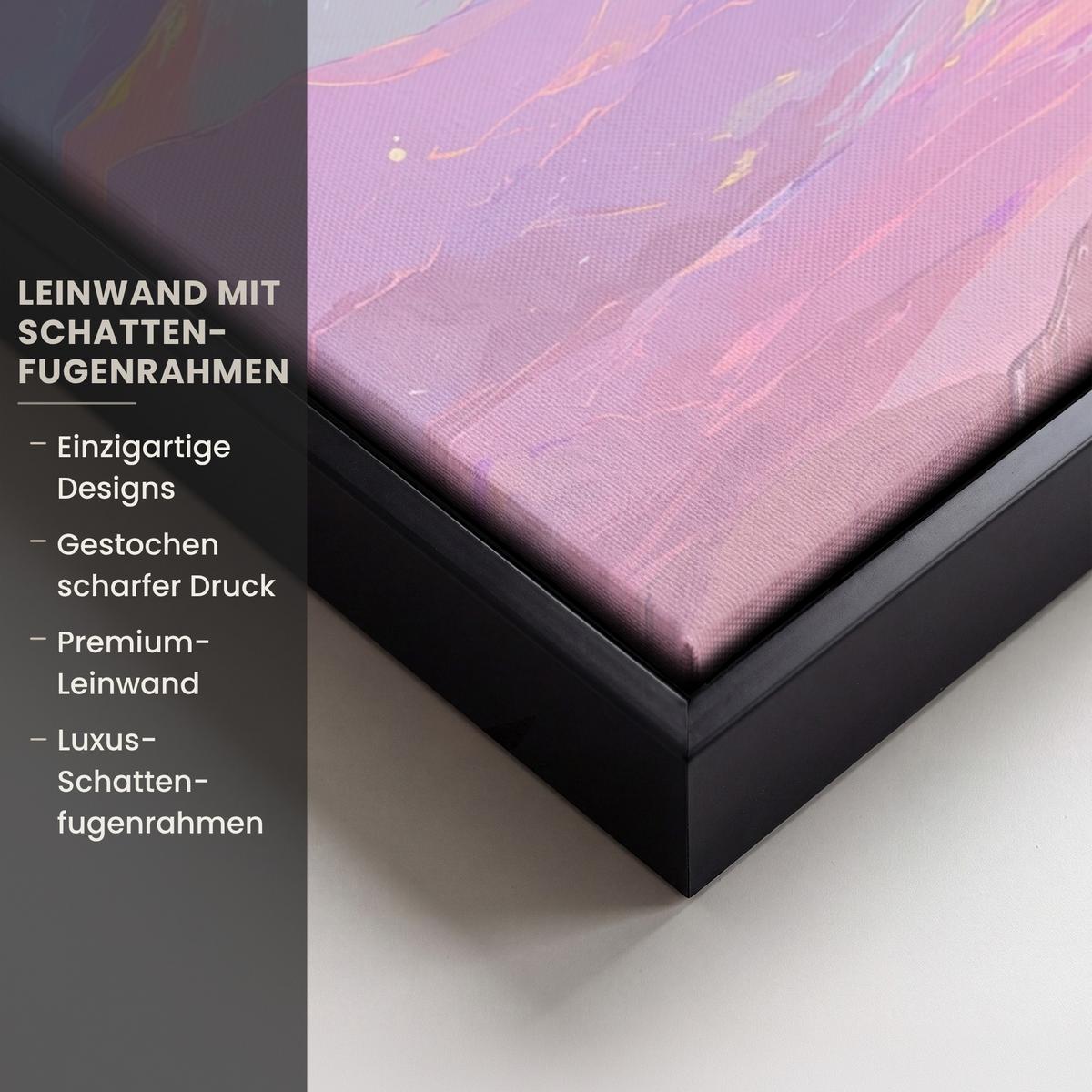 LEINWAND Bilder mit Rahmen - Berggipfel - Wolken - Verträumt - 50x70 - Hellrosa, Textil (50/70cm) - MuchoWow