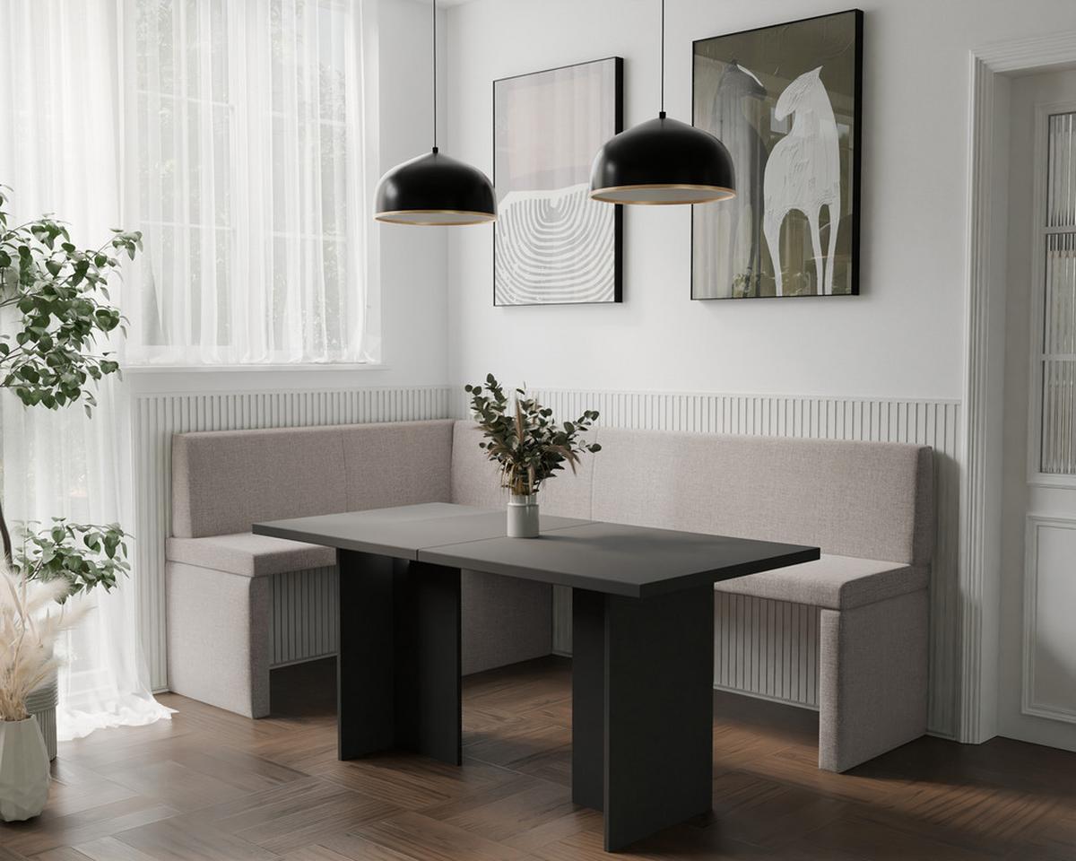 ECKBANK links OWEN Webstoff, 128/168 cm Creme - Creme, Holz/Textil (128/168cm) - Idohome