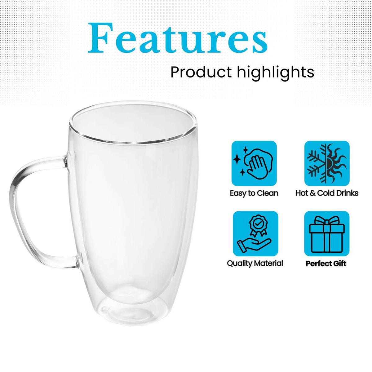 KAFFEEGLAS 400 ml (4er-Set) - Transparent, Glas - Intirilife