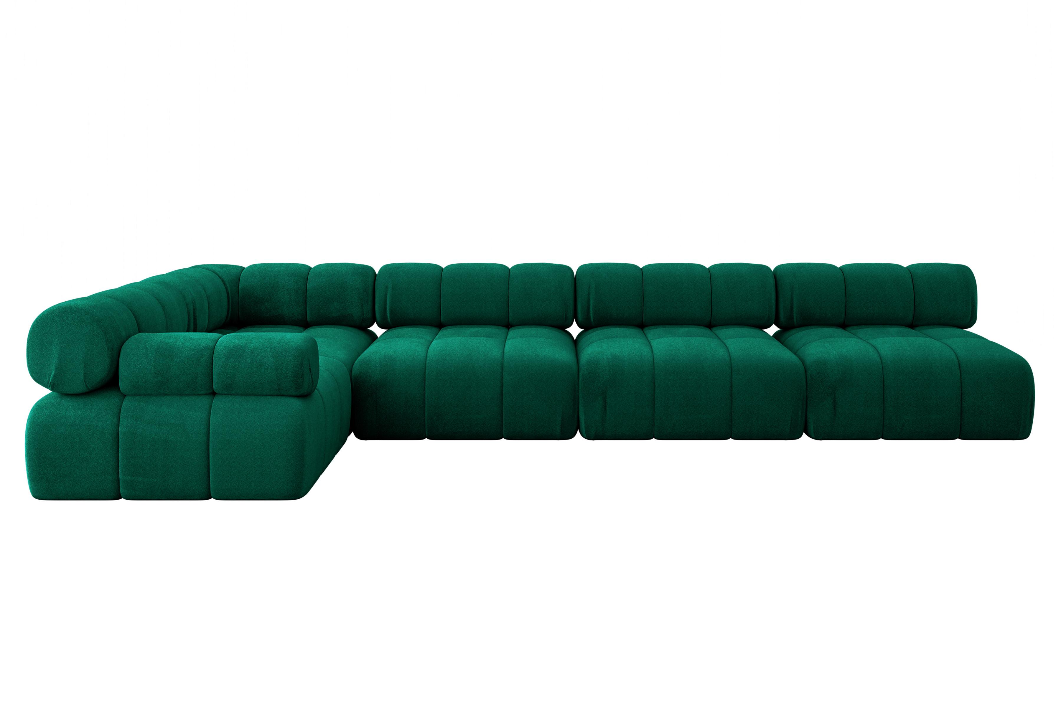 ECKSOFA modulares Sofa Mende-L3 - 380x190x70 cm Dunkelgrün Velours - Dunkelgrün, Holzwerkstoff/Textil (380/190cm) - ALTDECOR