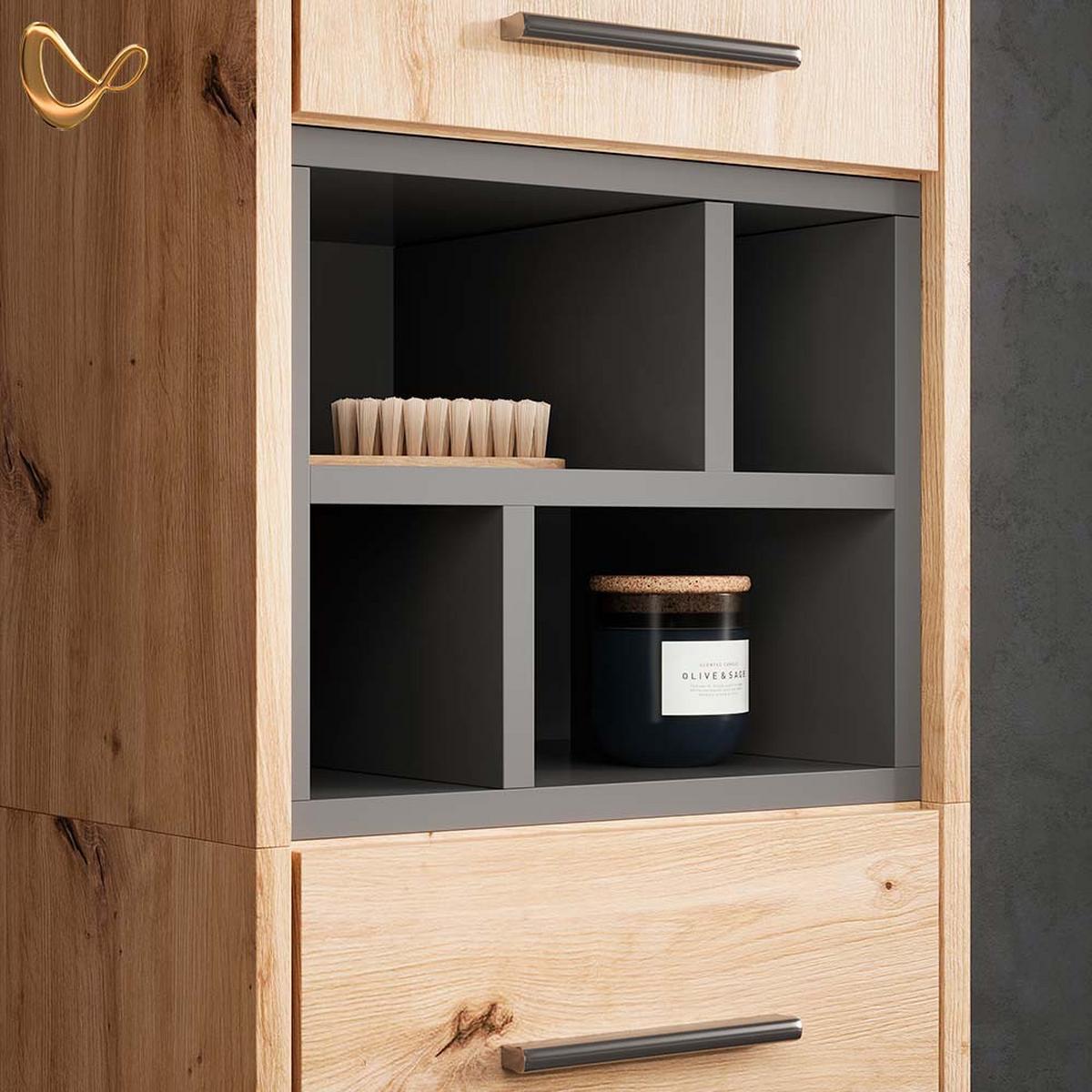 BADMÖBEL-SET Temo Artisan-Eiche 3 Teile, mit Hochschrank - Eiche Artisan, Holzwerkstoff (80/64/40cm) - Livinity®