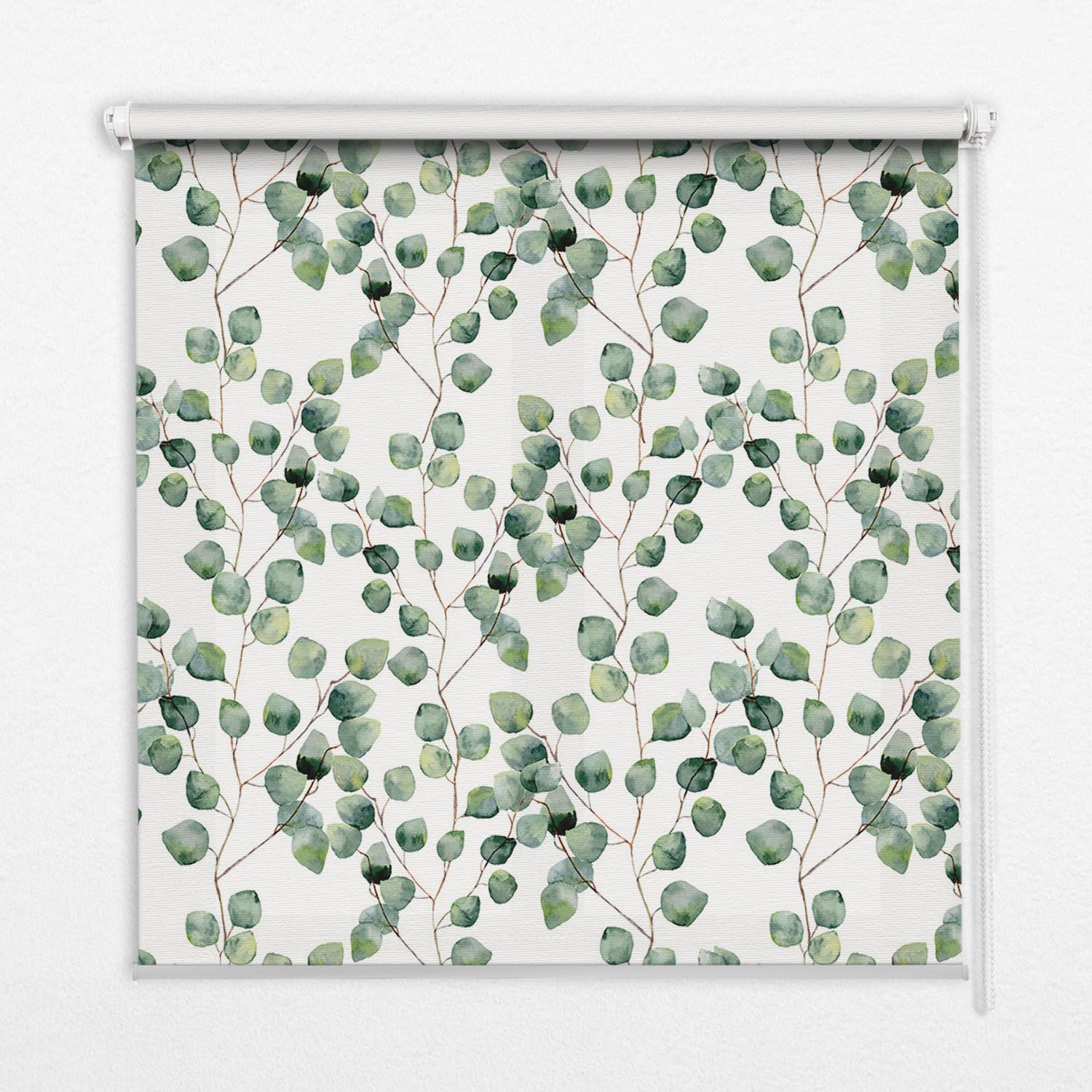 INNENROLLO - Fensterrollo - Rollo - 90x180 cm - Blätter von den Zweigen - Grün, Kunststoff (90/180/0.5cm) - TULUP