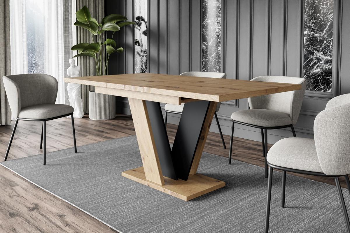 ESSTISCH ausziehbar 120 -160x90x75 cm - Artisan Eiche Optik/Schwarz- INEY - Eichefarben, Holzwerkstoff (120/90/75cm) - ALTDECOR