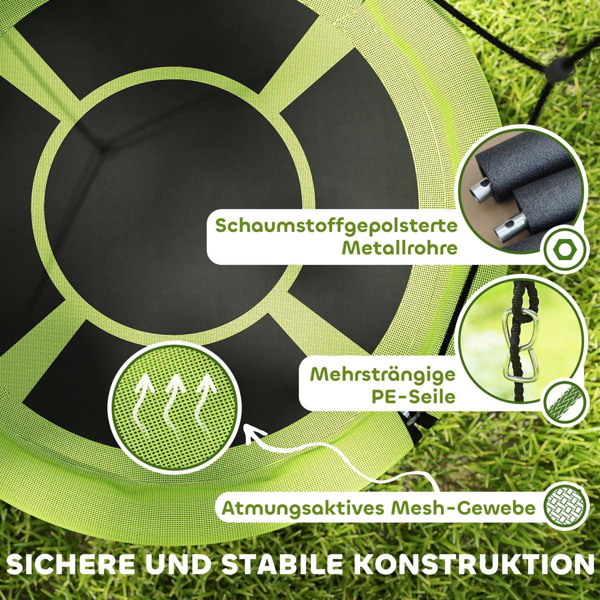 KINDERSCHAUKEL, Grün+Schwarz, Metall, Netzstoff - Grün, Metall (98/98cm) - AIYAPLAY