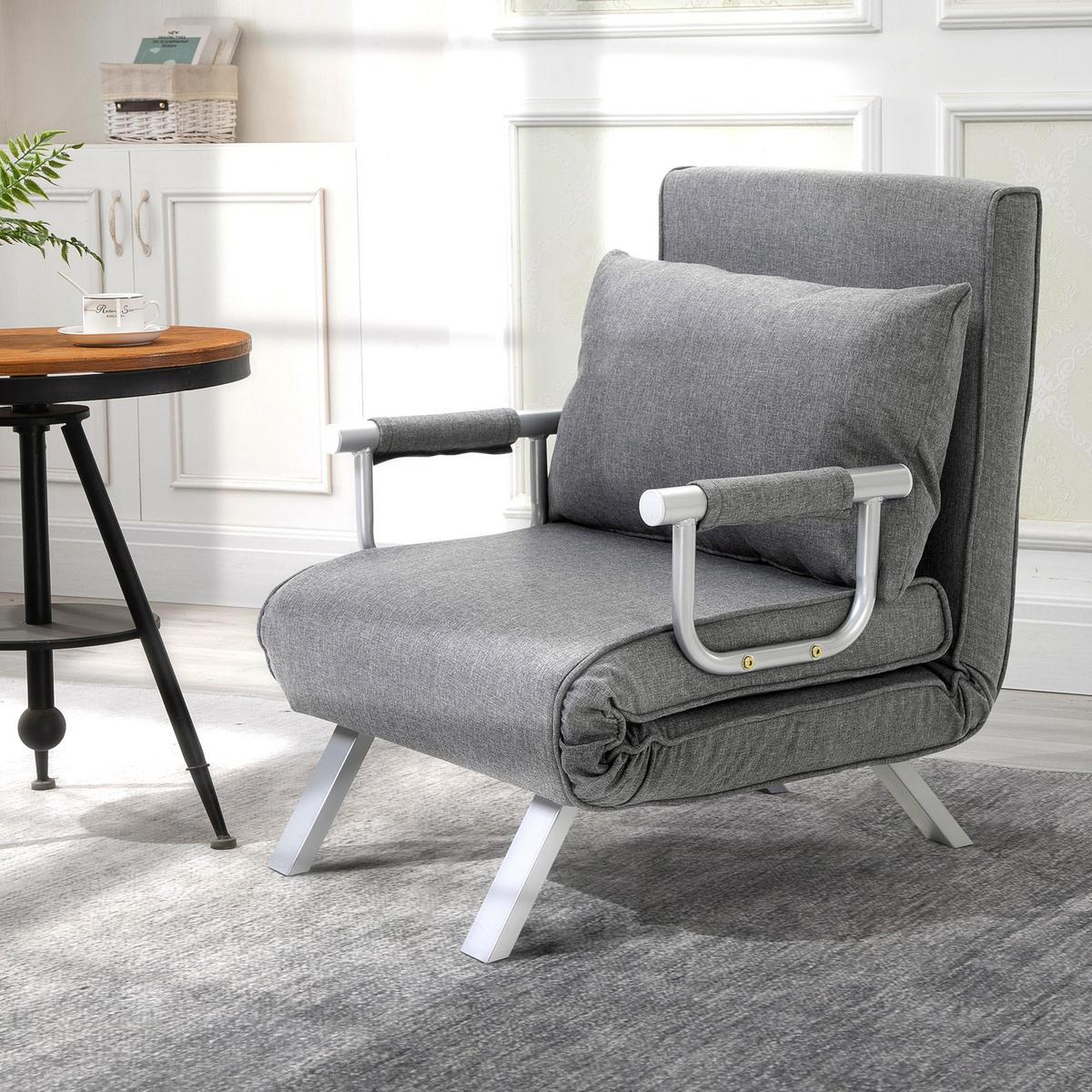 SCHLAFSESSEL 3-IN-1 mit Kissen grau - Hellgrau, Kunststoff (69/80/65cm) - HOMCOM