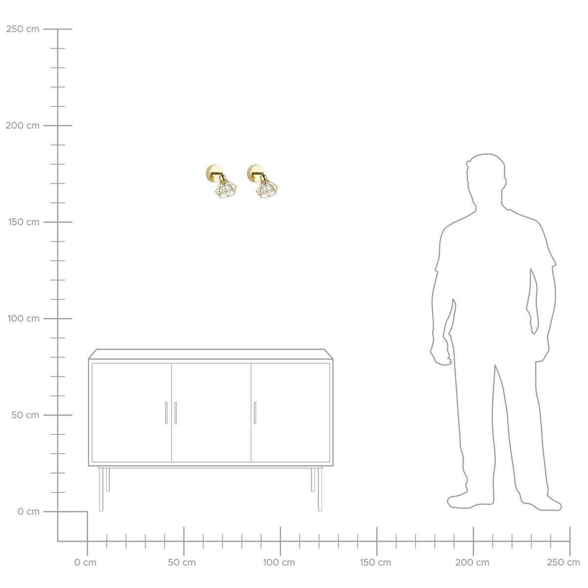 WANDLEUCHTE 2er-Set Erma 16/10/16 cm - Goldfarben, Metall (10/16/16cm) - Beliani