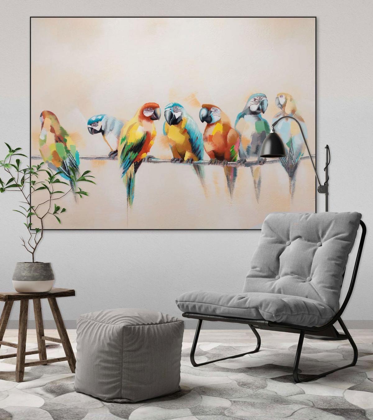 ACRYLBILD HANDGEMALT 120/90 cm - Blau/Beige, Holz/Textil (120/90cm) - KUNSTLOFT