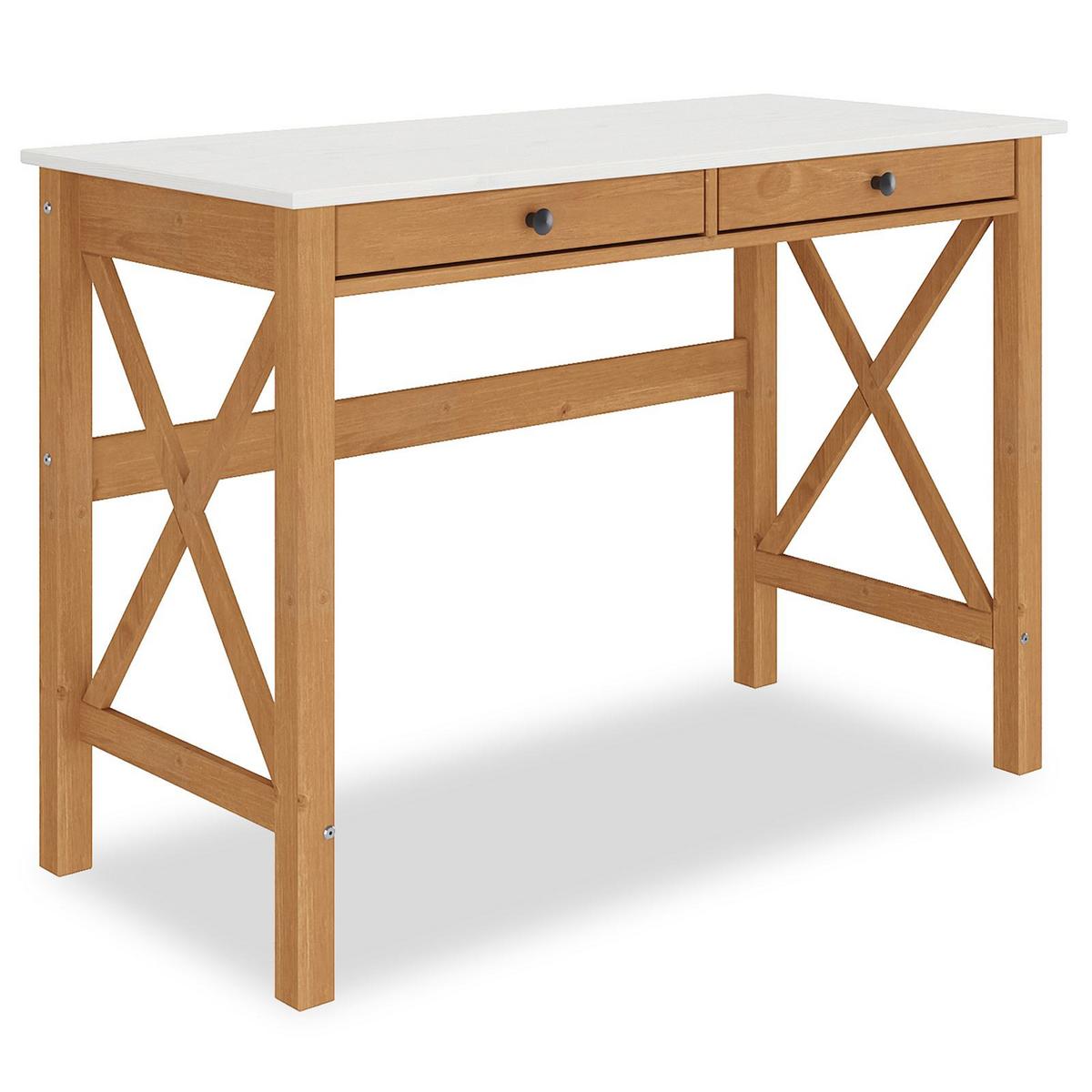 SCHREIBTISCH ADRIAN weiß/Eiche - Eichefarben/Weiß, Holz (50/110/76cm) - IDIMEX
