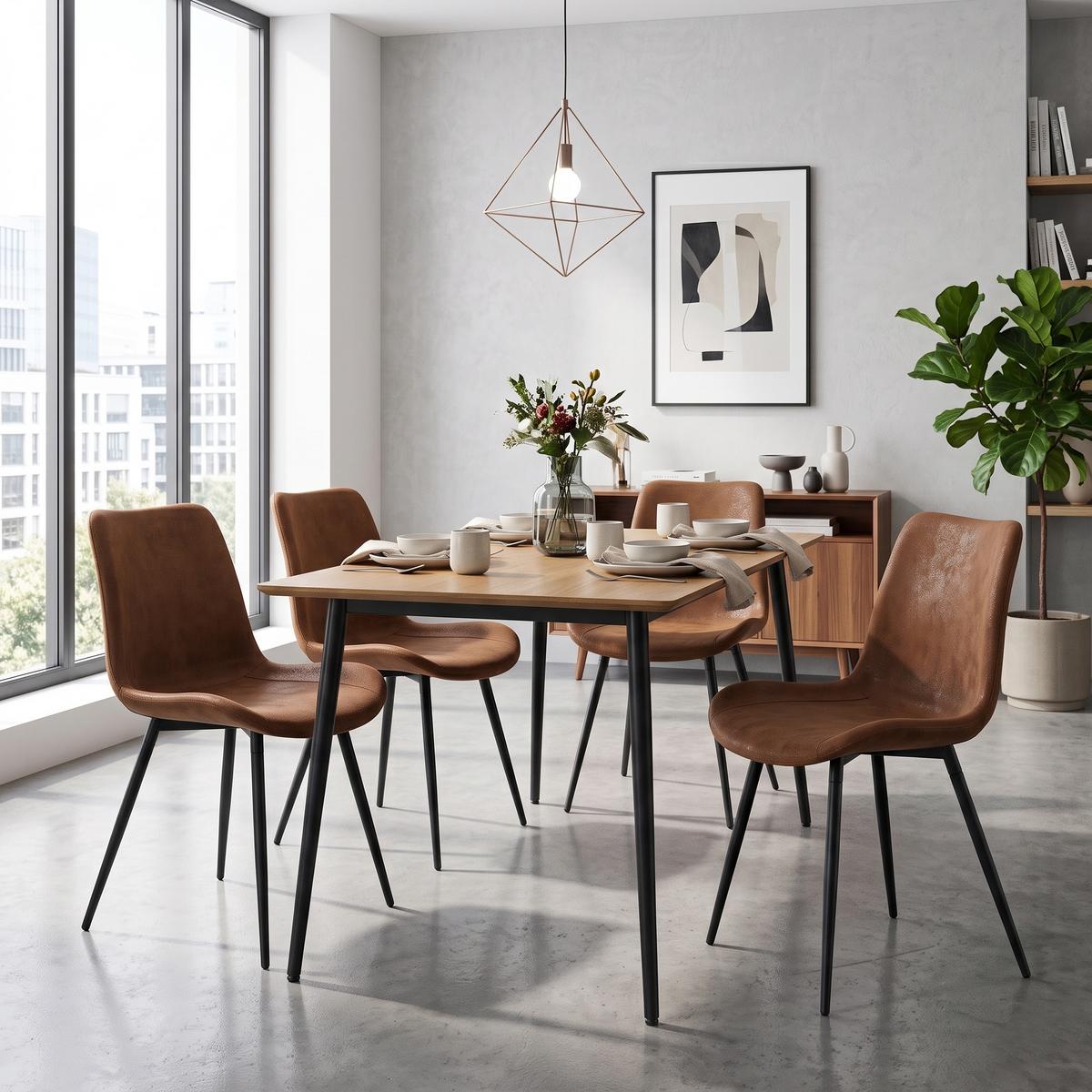ESSZIMMERSTUHL 4er set stoff tech gepolstert metallbeine ergonomisch - Braun, Textil (50/83/47cm) - Urban Meuble