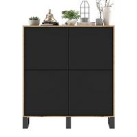 KOMMODE Apollo 4D Eiche wotan Schwarz Matt mit metallbeinen 113 cm - Schwarz, Holzwerkstoff/Metall (113/127/35cm) - Meble Lindner