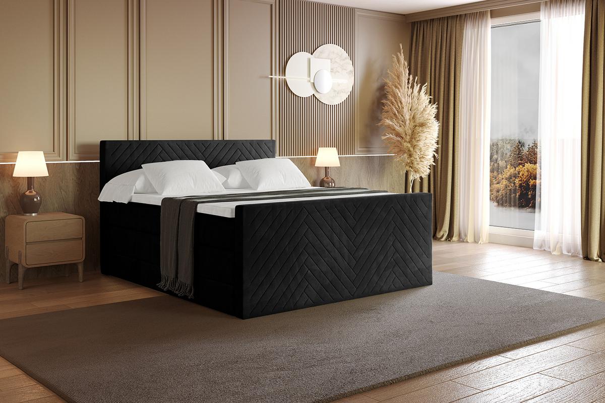 BOXSPRINGBETT mit Matratze und Lattenrost - VEXA-Z KING-120x200 - Schwarz Casablanca - Schwarz, Holzwerkstoff (120/200cm) - ALTDECOR