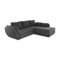 ECKSOFA mit Schlaffunktion und Bettkasten, seitenverkehrt montierbar B272/T200/H88 cm, Liegefläche 128x224 cm, Cord Dunkelgrau / 15226 - Chromfarben/Dunkelgrau, Kunststoff/Textil (272/200cm) - luma-home