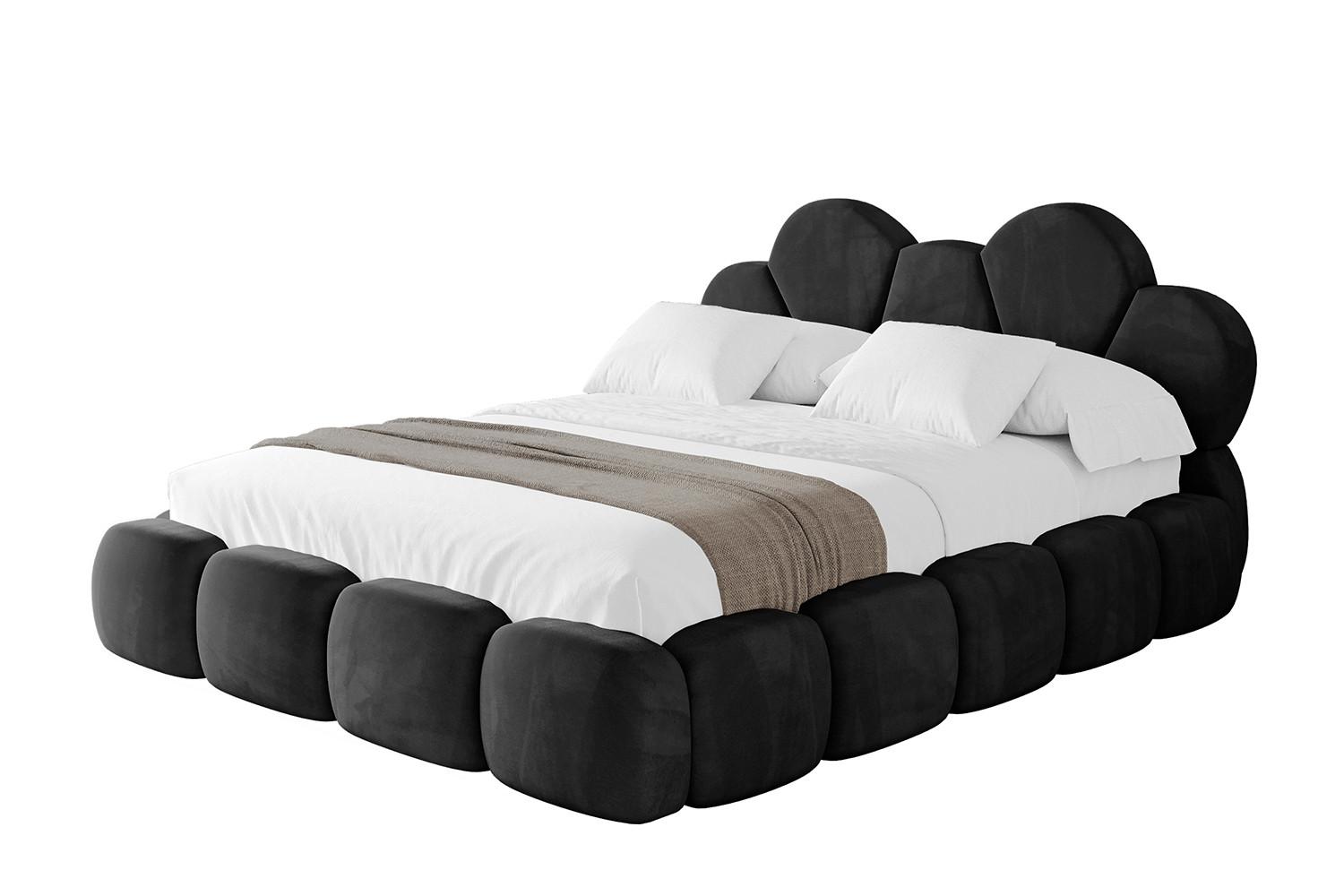POLSTERBETT mit Bettkasten und Lattenrost, Bett mit Matratze H3/H4 - LANA 180x200 Schwarz - Schwarz, Holzwerkstoff/Textil (180/200cm) - ALTDECOR