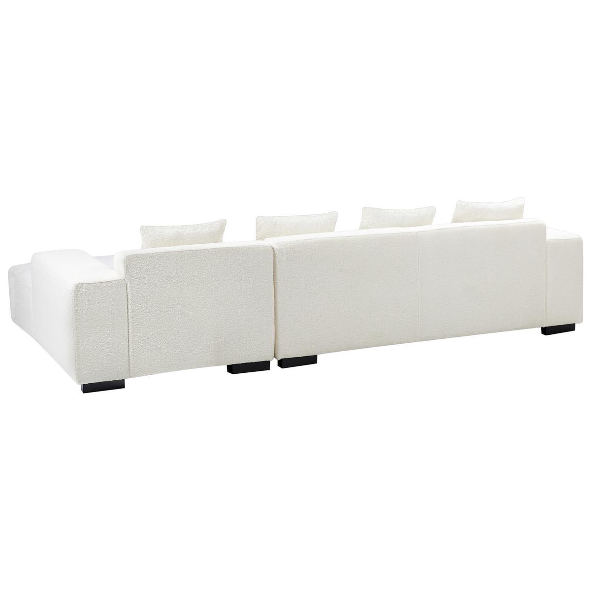 ECKSOFA 4-Sitzer Bouclé Weiß linksseitig Lungo - Schwarz/Weiß, Textil (285/160cm) - Beliani