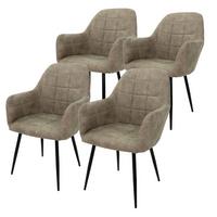 ESSZIMMERSTUHL 4er Set Olive Kunstleder - Schwarz/Olivgrün, Textil/Metall (60/84/58cm) - ECD-Germany