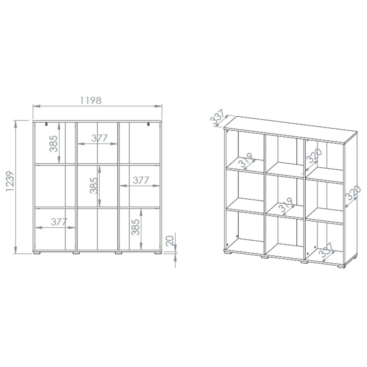 STANDREGAL Odelis 119 cm - Beige/Schwarz, Holzwerkstoff/Kunststoff (119.8/123.9/33.7cm) - Selsey