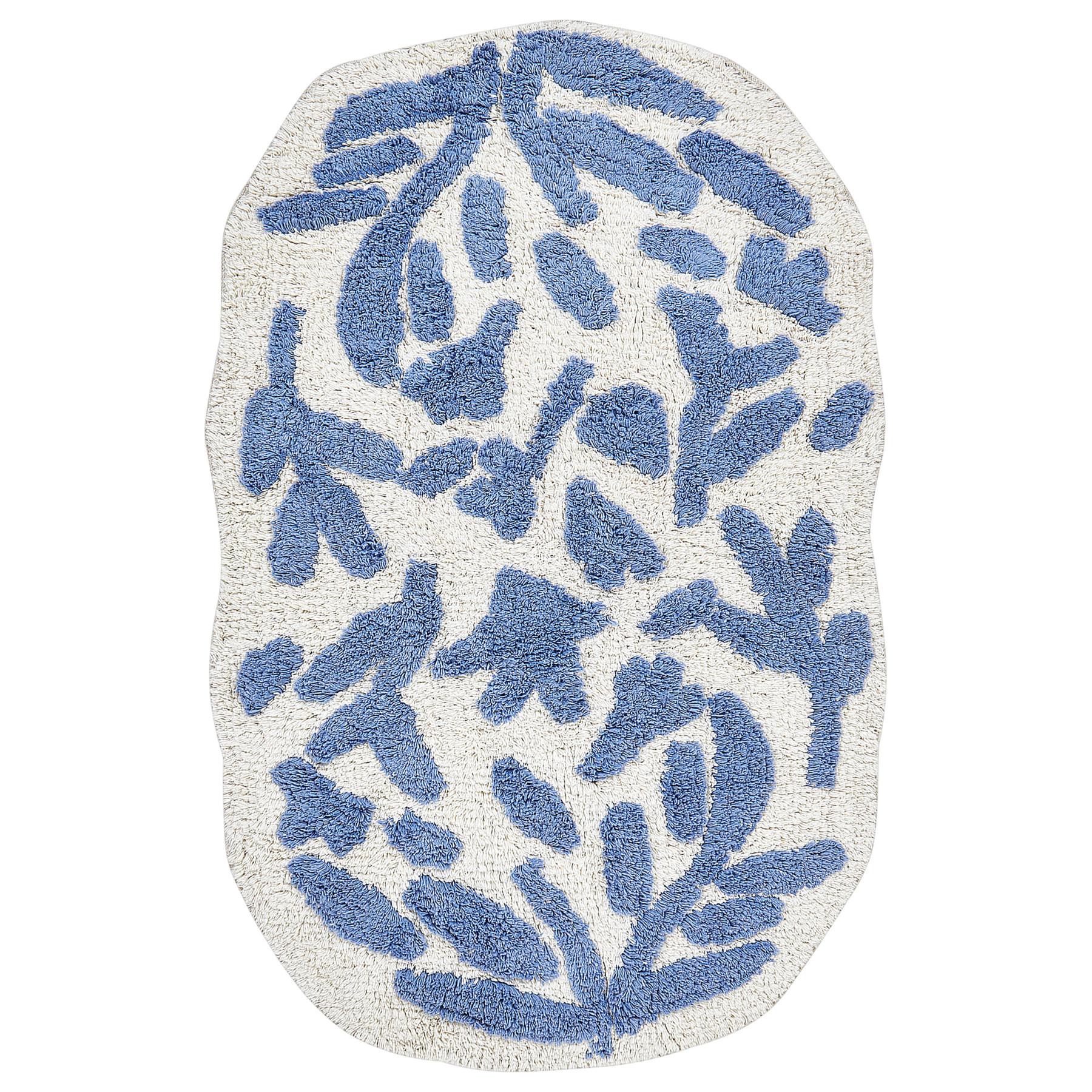BADEMATTE Blau 60/90 cm Derik - Blau/Weiß, Textil (60/90cm) - Beliani