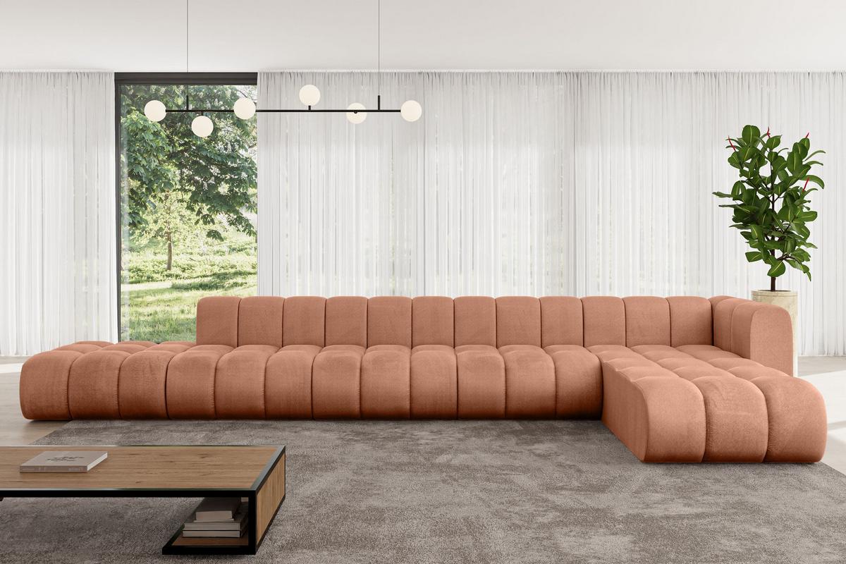 ECKSOFA modulares Sofa Zuvon-L3 - 478x177x70 cm Apricot - Koralle, Holzwerkstoff/Textil (478/177cm) - ALTDECOR