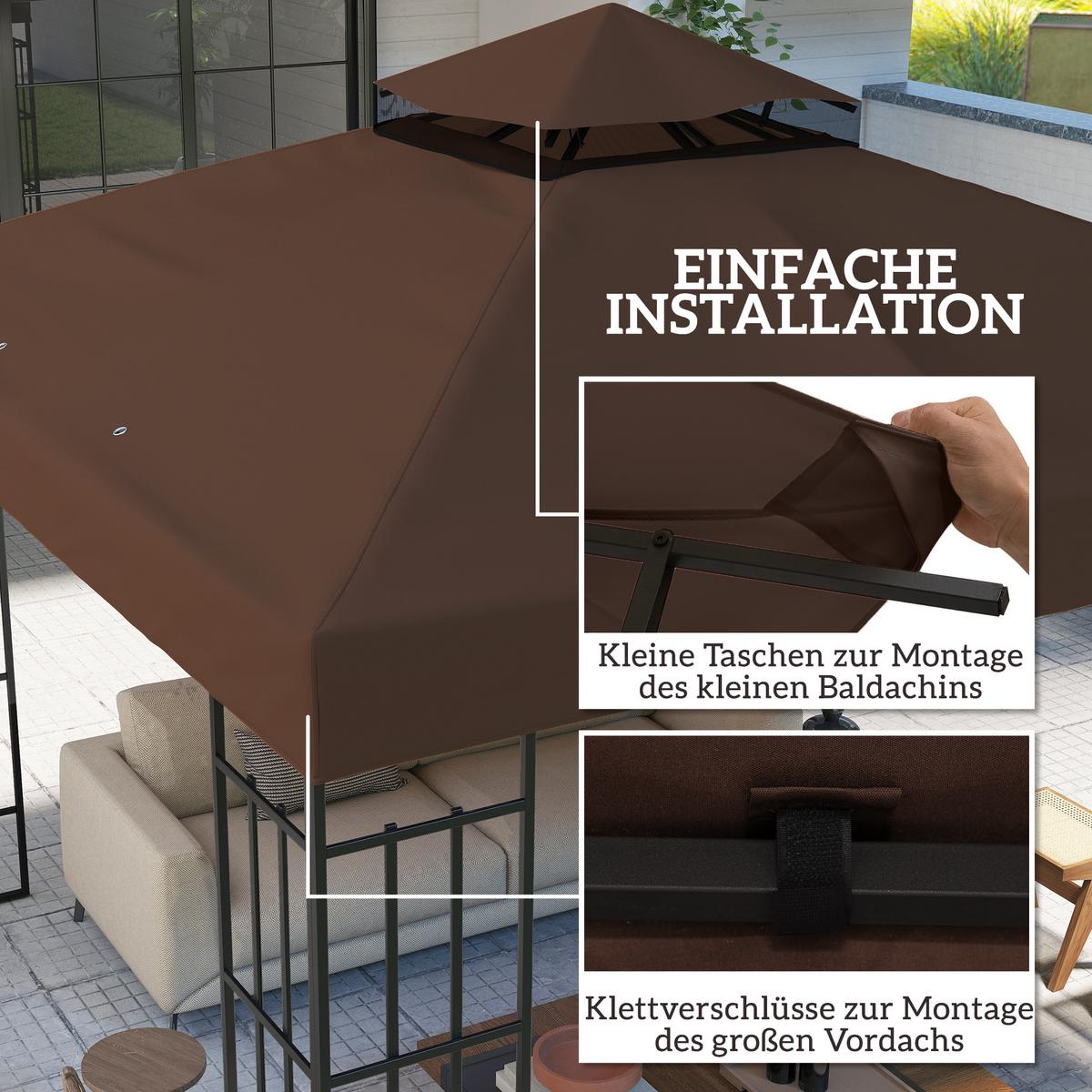 PAVILLON-ERSATZDACH aus Polyester Kaffee - Braun, Textil (300/1/300cm) - Outsunny