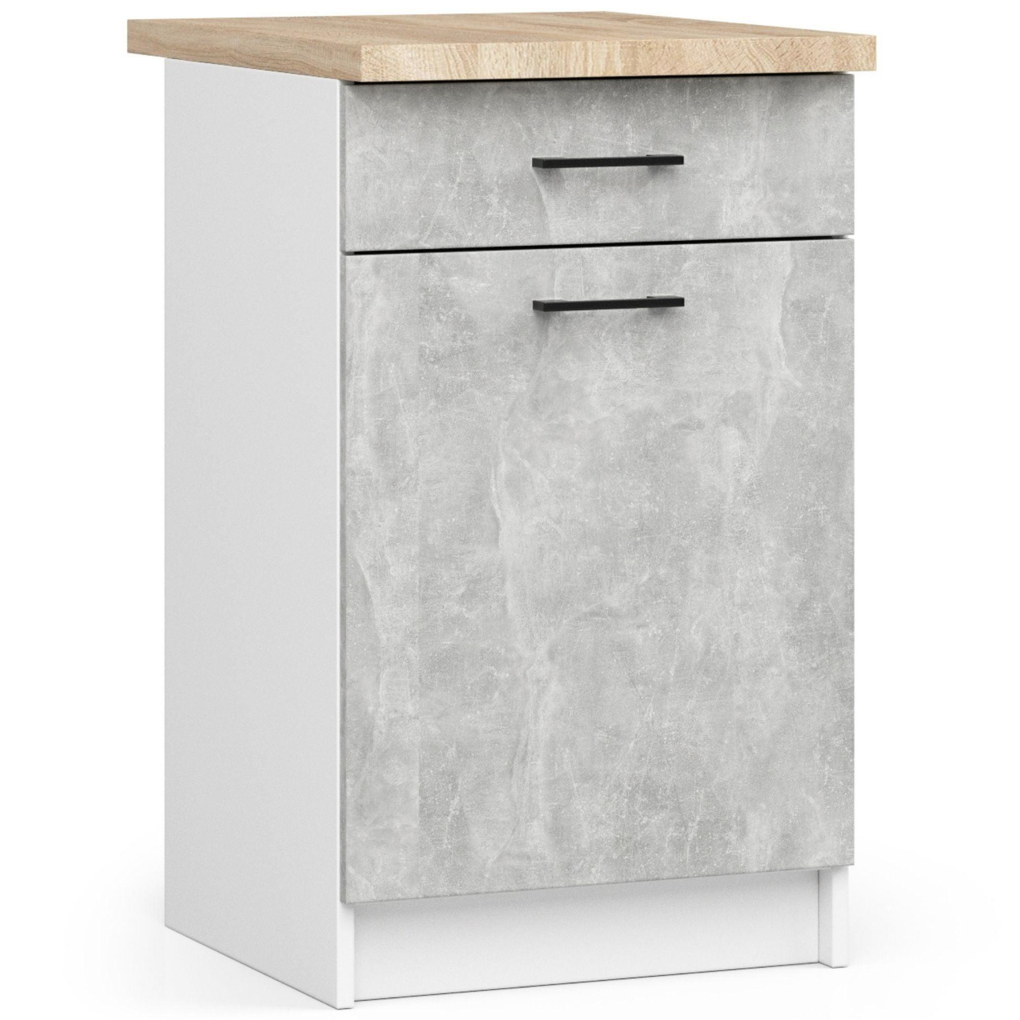 UNTERSCHRANK Weiß, Beton 85/50/46 - Hellgrau/Weiß, Holzwerkstoff (50/85/46cm) - RAUMHIRSCH FURNITURE