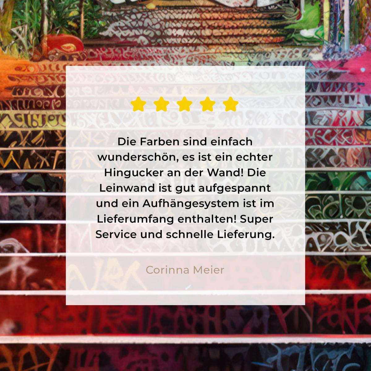 LEINWANDBILD Treppe - Graffiti - Farben - Kunst Deko Wohnzimmer 20x30 cm - Multicolor, Textil (20/30cm) - MuchoWow
