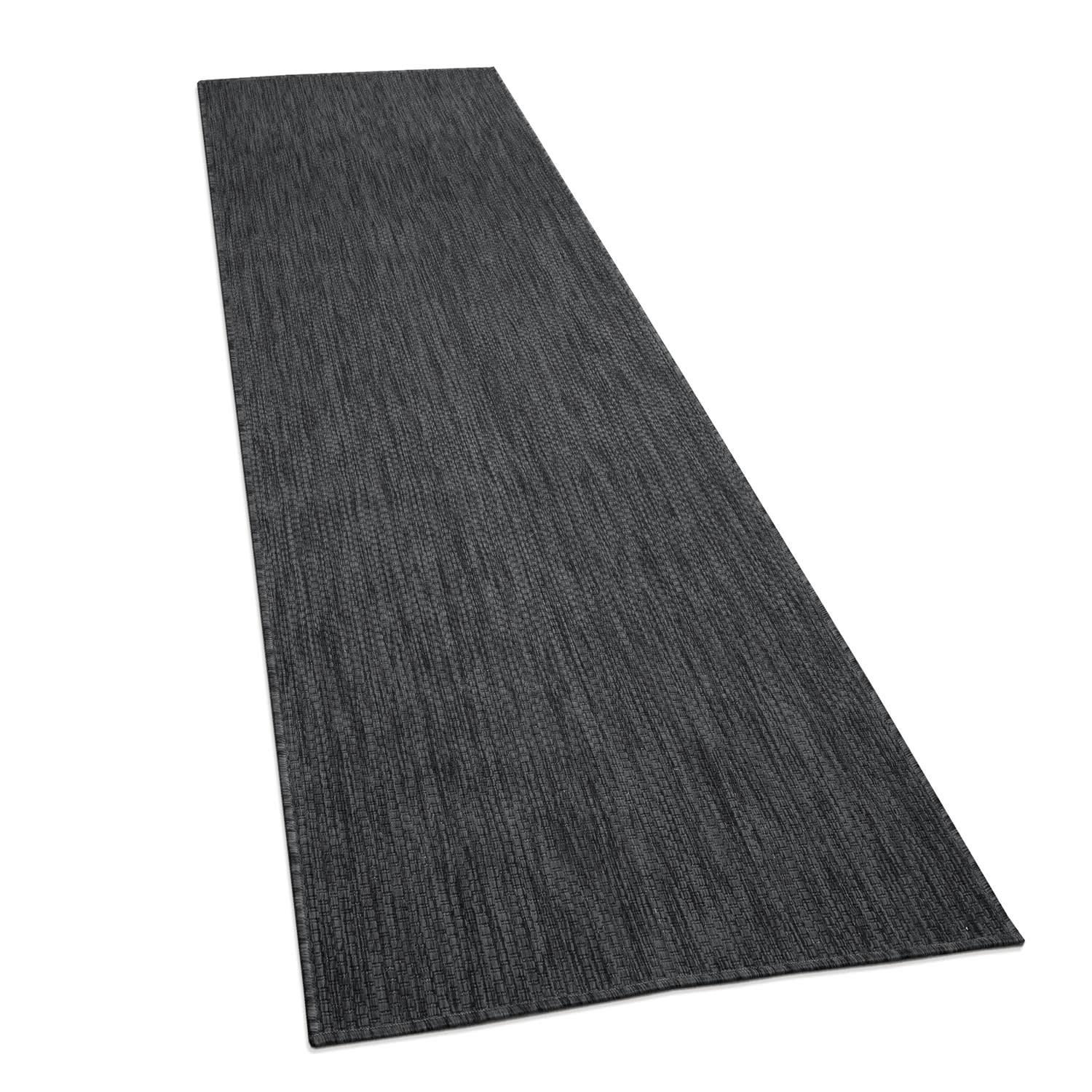FLACHWEBTEPPICH, einfarbig, aus Polypropylen, Anthrazit, 80 x 250 cm - Anthrazit, Textil (80/250cm) - KADIMA DESIGN