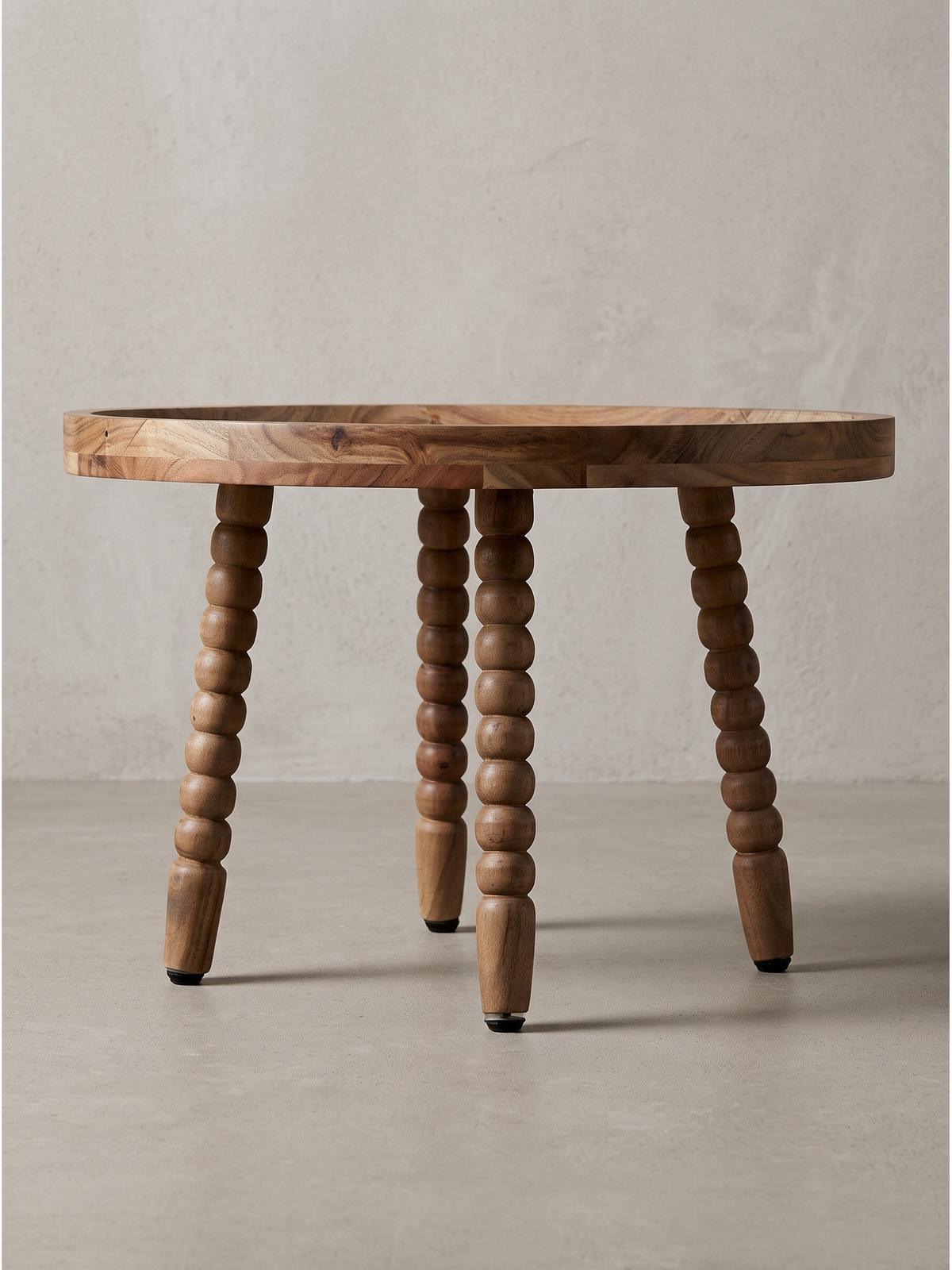 COUCHTISCH MORAVA, Akazie Massivholz, Ø 60 x 40 cm - Braun/Akaziefarben, Akazienholz/Holz (60/60/40cm) - KADIMA DESIGN