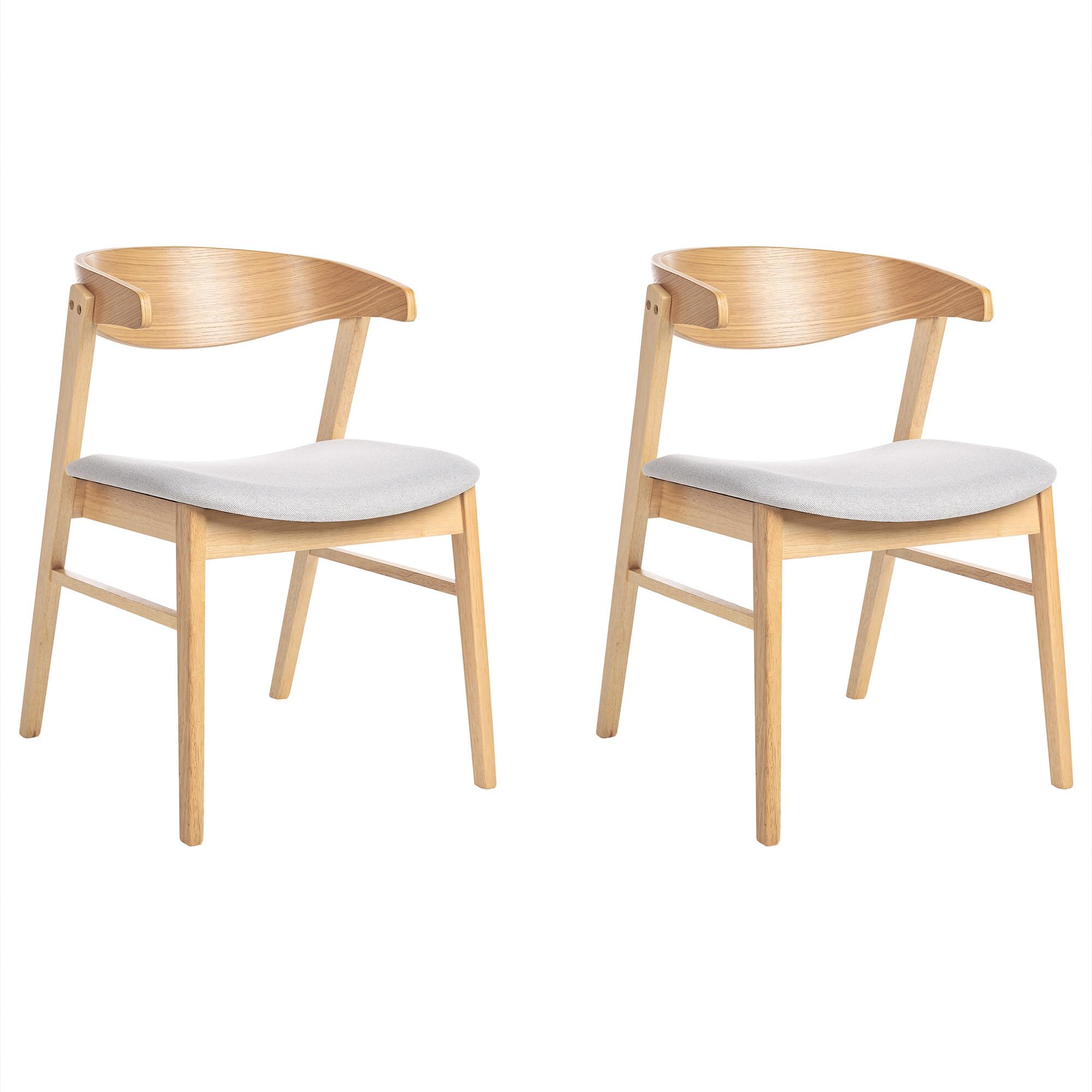 ESSZIMMERSTUHL 2er Set Stoff Hellbraun/Grau Lilly - Braun/Grau, Holz/Textil (49/73/59cm) - Beliani