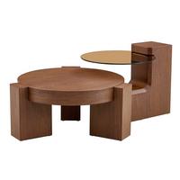 COUCHTISCH 2er-set nussbaum-optik & braunes glas trennbar - Walnussfarben, Holzwerkstoff (61/61/30cm) - Urban Meuble