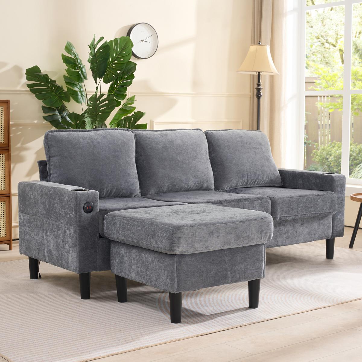 4-SITZER-SOFA Grau 202/137/80 cm - Grau, Textil (137/80/202cm) - Urban Meuble