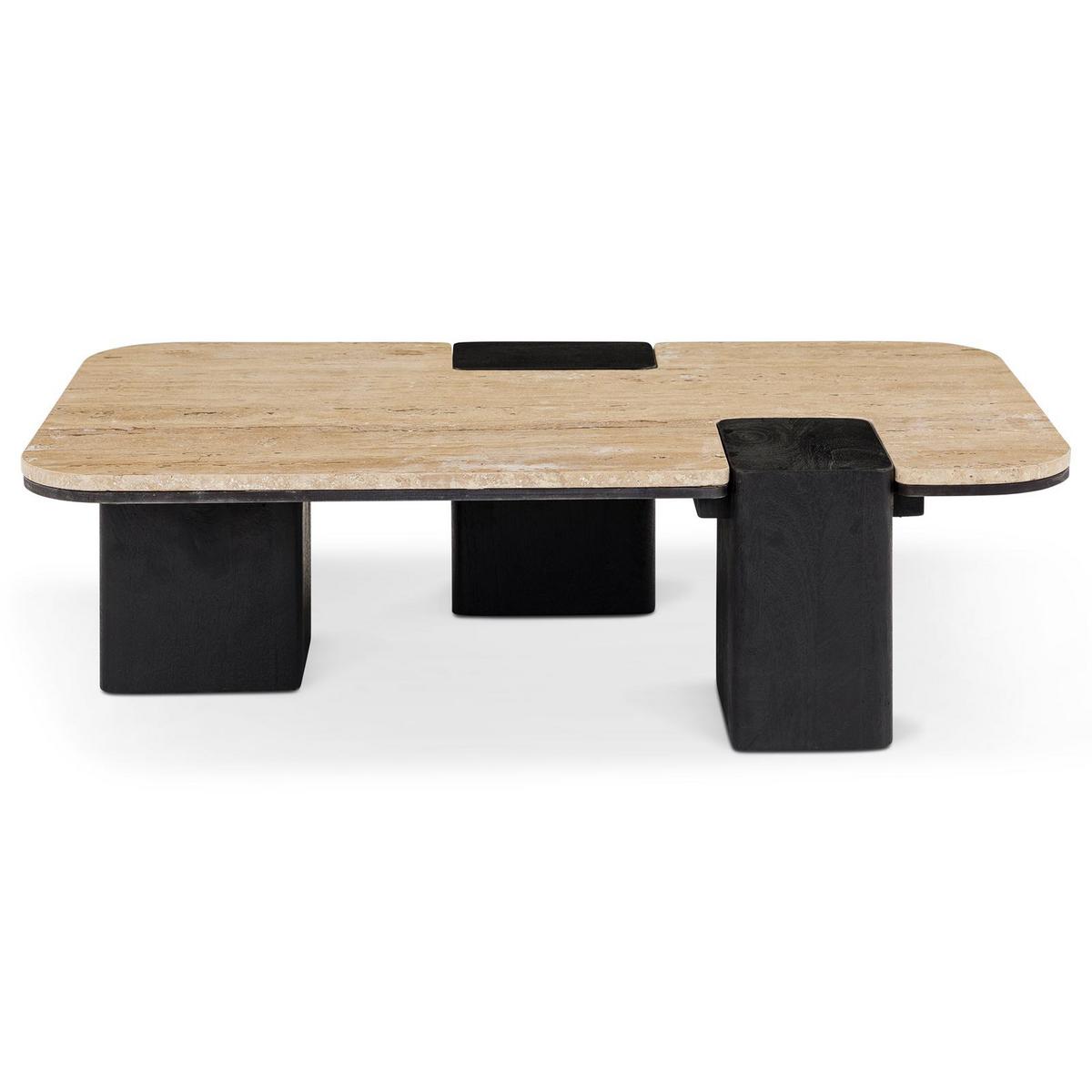 COUCHTISCH SURAT beige/schwarz - Beige/Schwarz, Holz/Naturmaterialen (60/100/27cm) - IDIMEX