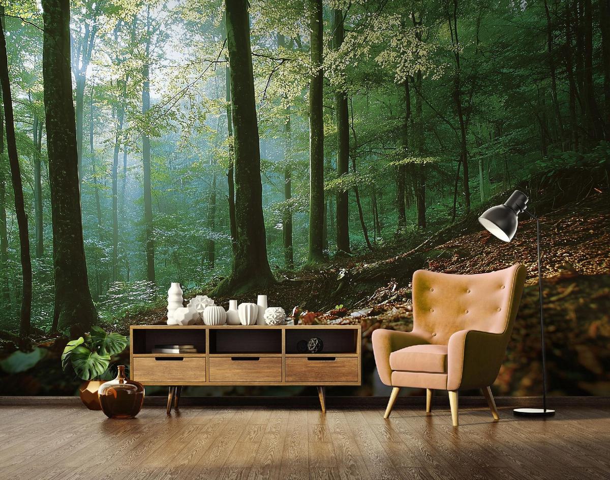 FOTOTAPETE Wald 3D Effekt Natur Wohnzimmer 150x105 - Multicolor, Papier (150/105cm) - Wallarena