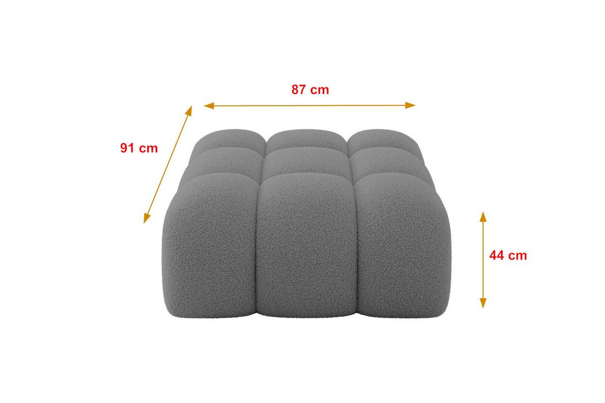 POUF OLEA-PUF 91x87x44 cm Grau Bouclé Modular Sitzhocker - Graubraun/Schwarz, Holzwerkstoff/Kunststoff (91/44/87cm) - ALTDECOR