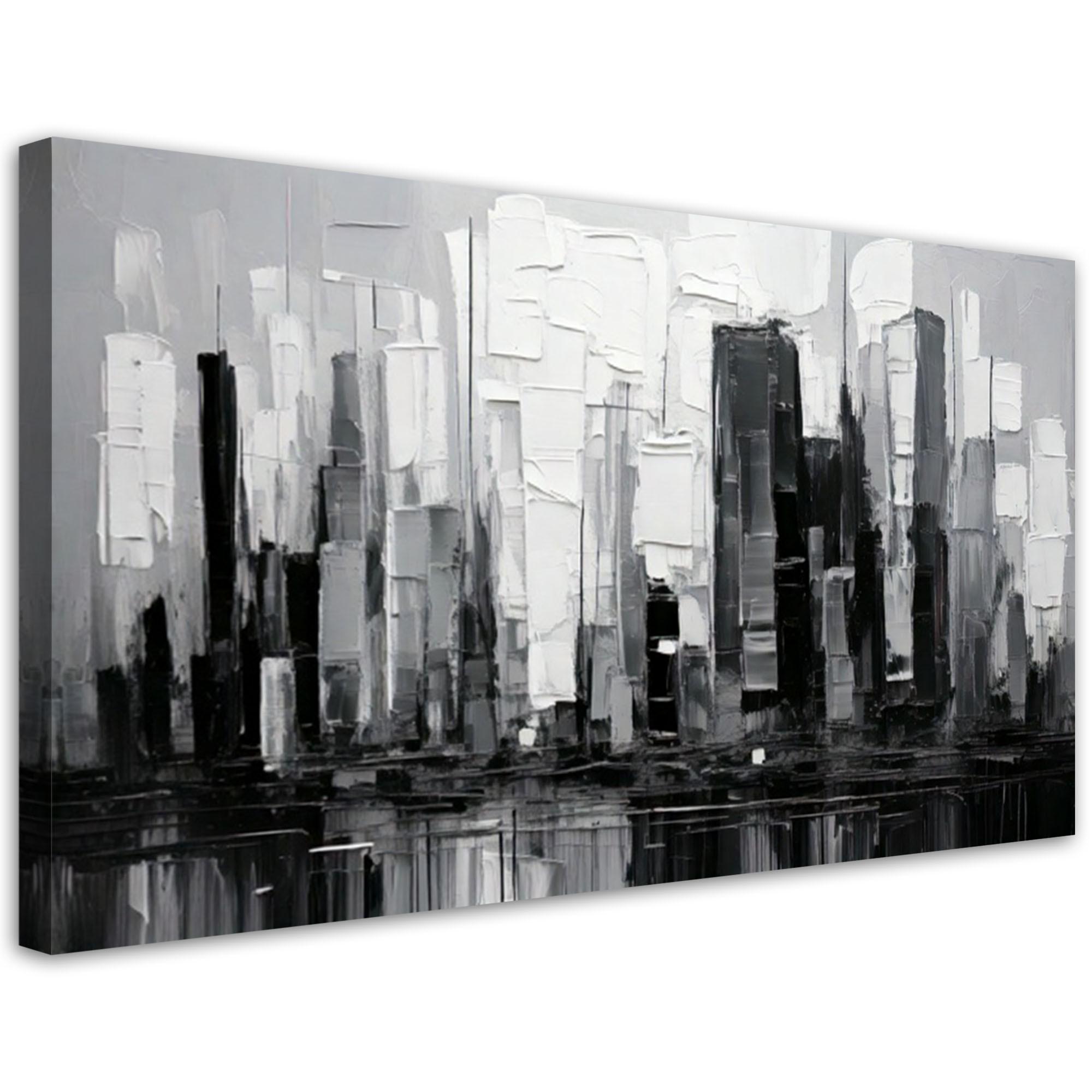 LEINWANDBILD Abstraktion Architektur Wolkenkratzer 80x40cm - Schwarz, Textil (80/40cm) - Feeby