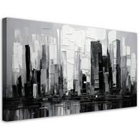LEINWANDBILD Abstraktion Architektur Wolkenkratzer 80x40cm - Schwarz, Textil (80/40cm) - Feeby