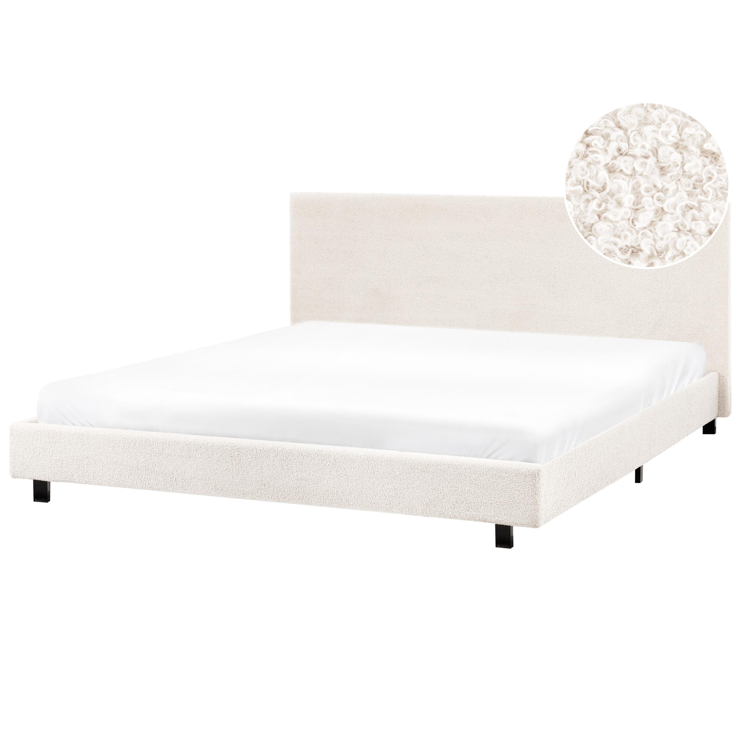 BETT mit Lattenrost 180/200 cm Cremeweiß Albi - Schwarz/Weiß, Textil (180/200cm) - Beliani