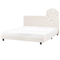 BETT mit Lattenrost 180/200 cm Cremeweiß Albi - Schwarz/Weiß, Textil (180/200cm) - Beliani
