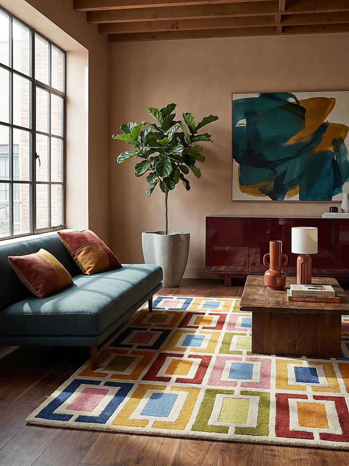 WOLLTEPPICH DERWENT, geometrisch, Orange-Bunt, 160 x 230 cm - Multicolor, Textil (230/160cm) - KADIMA DESIGN