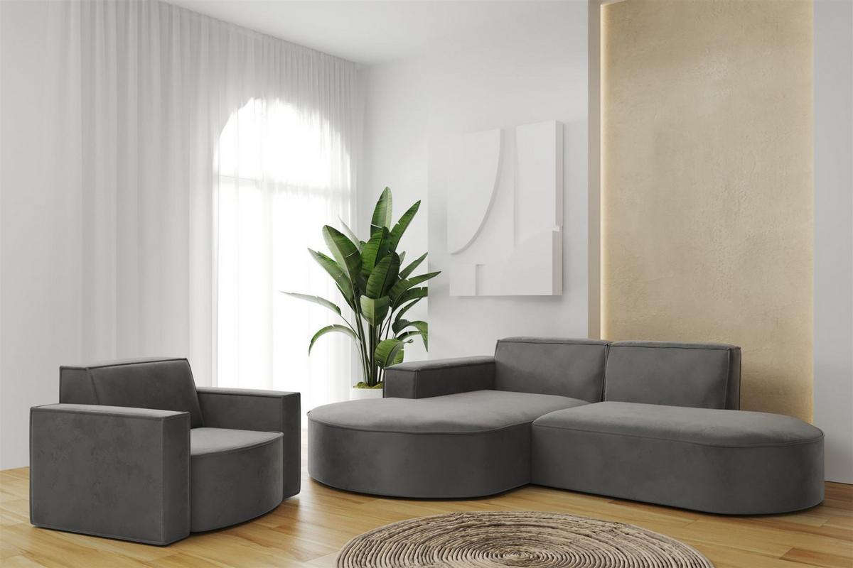 SOFASET Palma Ecksofa Sessel Opera - Anthrazit, Holzwerkstoff/Textil (236/78/165cm) - Fun Möbel