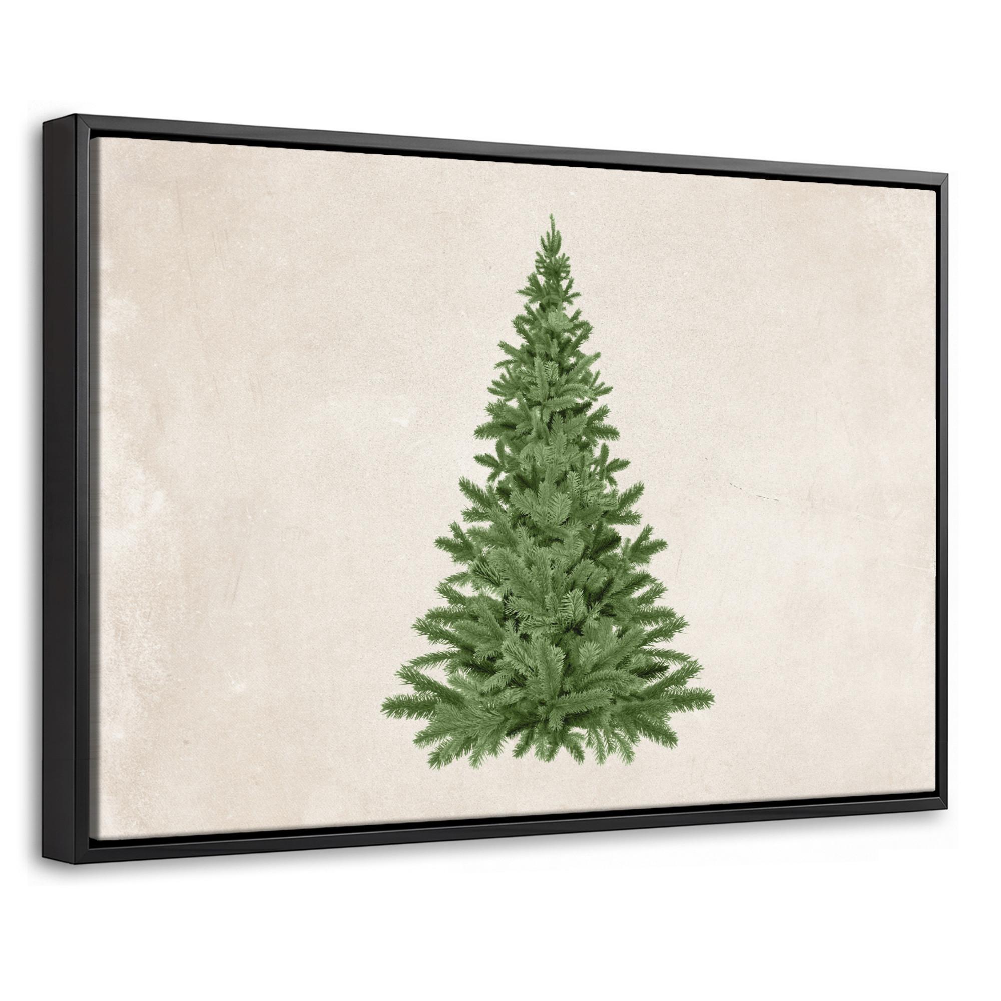 LEINWAND Bilder mit Rahmen - Weihnachtsbaum - Grün - Weihnachten - Feiertage - 60x40 - Olivgrün, Textil (60/40cm) - MuchoWow