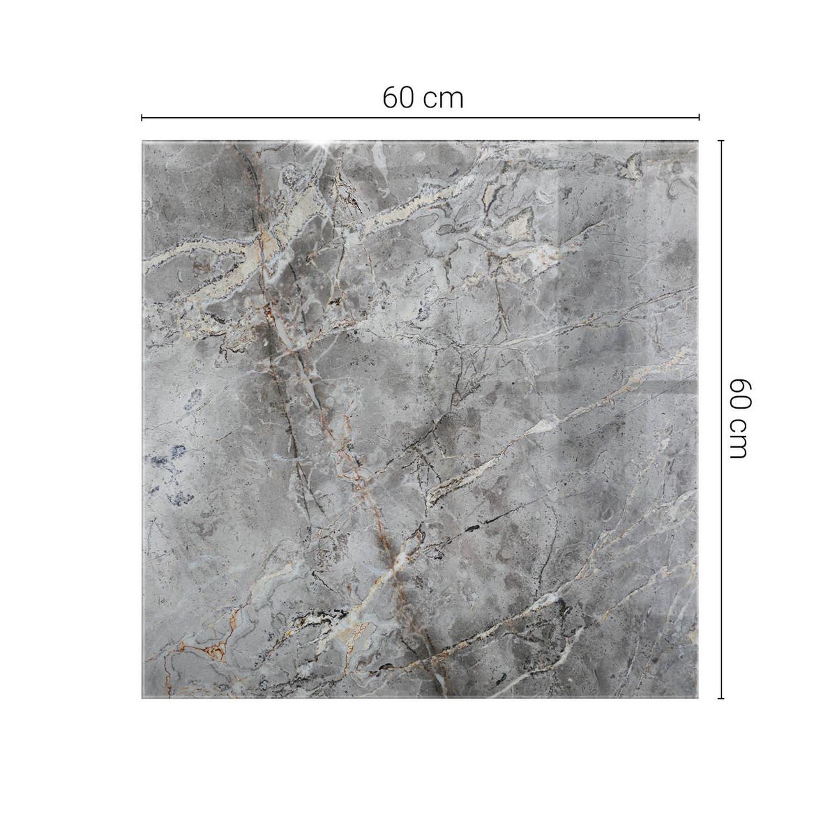 TISCHPLATTE 60x60 cm Muster aus Naturmarmor - Dunkelgrau, Glas (0.4/60/60cm) - TULUP