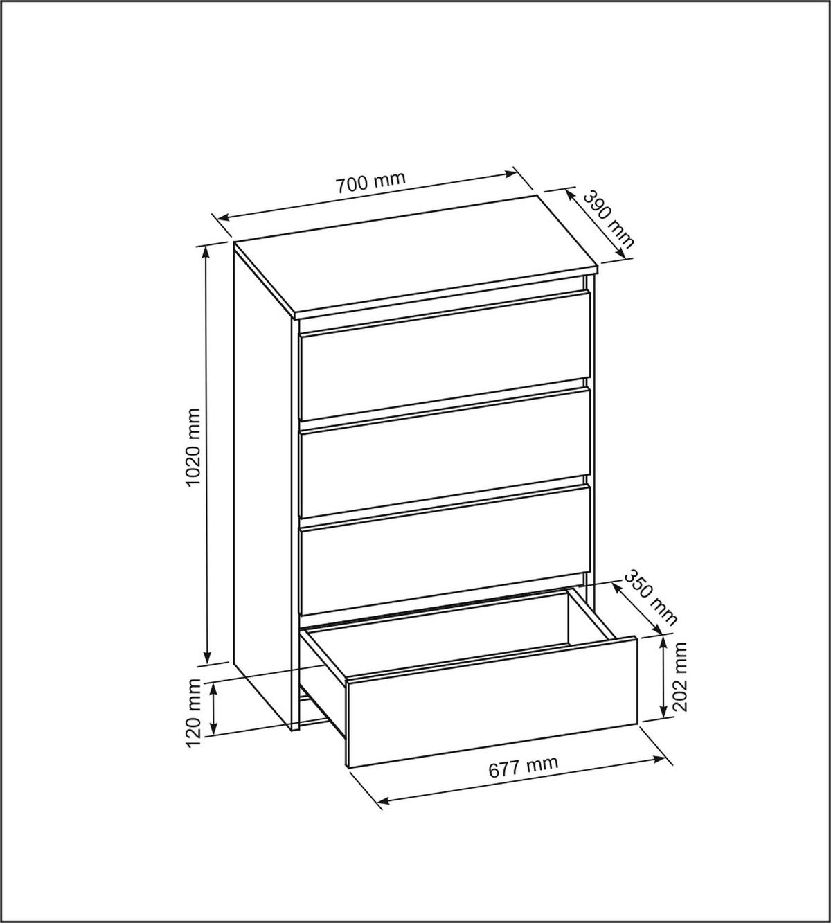 KOMMODE Weiß 70/102/39 - Weiß, Holzwerkstoff (70/102/39cm) - RAUMHIRSCH FURNITURE